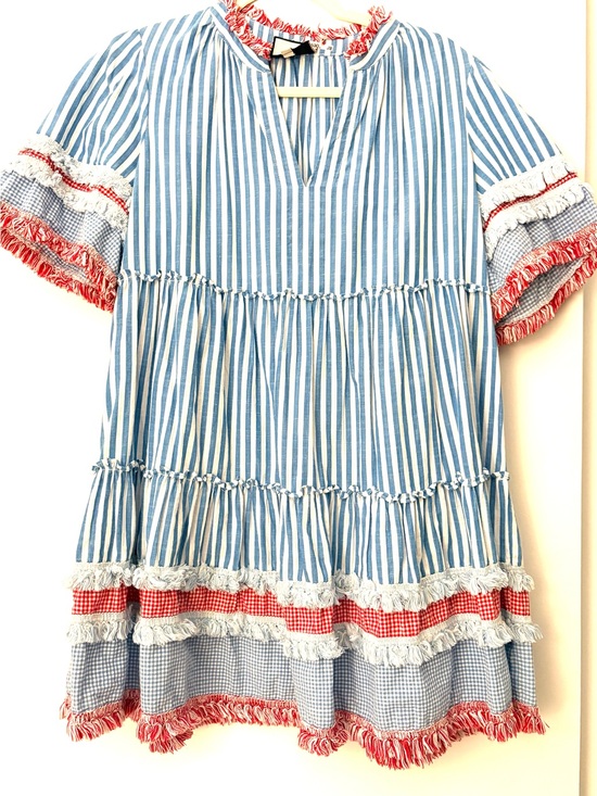 Tuckernuck Dresses & Skirts - Tuckernuck Blue and Red Striped Tiered Mini Dress